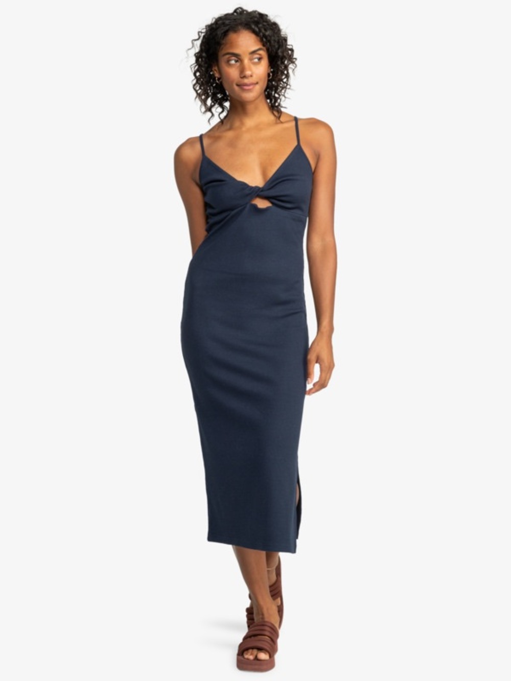 Roxy Wavey Lady bodycon midi maxi dress slate grey